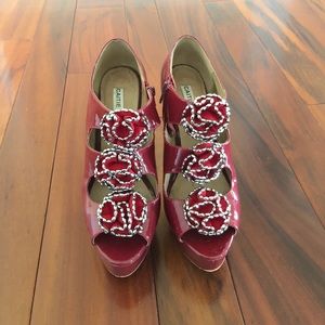 Red rose heels (like new)